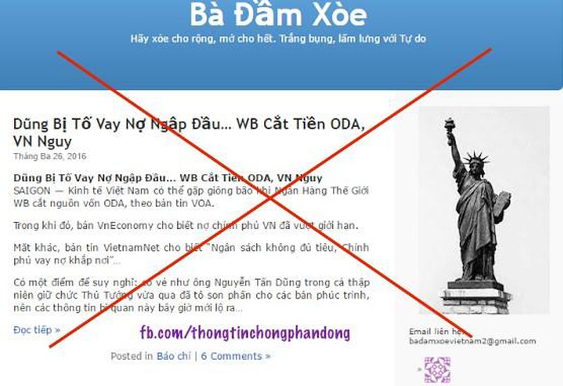hạm Thành xuyên tạc trên blog Bà Đầm Xòe