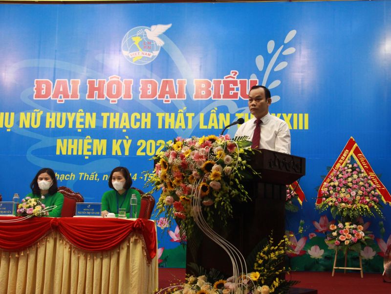 Đồng ch&iacute; Nguyễn Hồng Nhật - Ph&oacute; B&iacute; thư Thường trực Huyện uỷ ph&aacute;t biểu