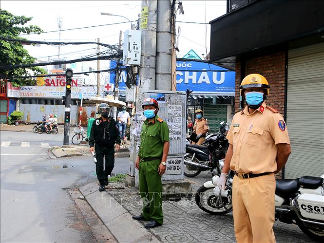 Chốt kiểm soát của Công an quận Gò Vấp, TP Hồ Chí Minh. Ảnh minh họa: Thành Chung/TTXVN