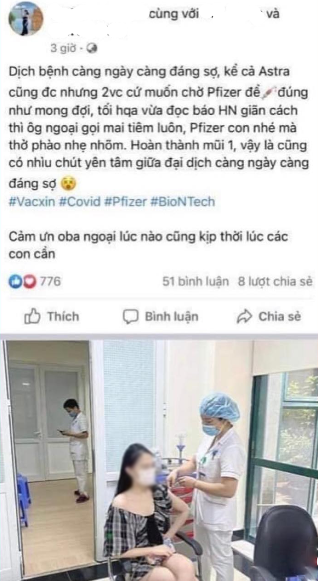 Bài viết trên Facebook cá nhân của cô gái tên V.P.A về việc cô được người thân là 
