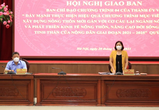 Phó Bí thư Thường trực Thành uỷ Hà Nội Nguyễn Thị Tuyến phát biểu chỉ đạo tại hội nghị.