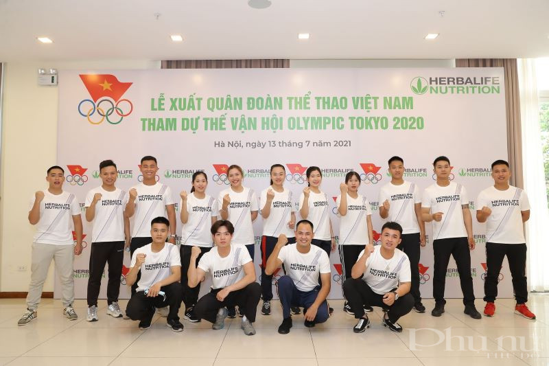 Các vận động viên thể hiện quyết tâm trước khi xuất quân tham dự Thế vận hội Olymoic Tokyo 2020.