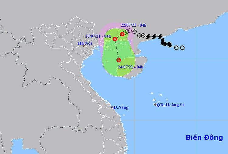 Vị trí tâm áp thấp nhiệt đới. Nguồn: NCHMF Vị trí tâm áp thấp nhiệt đới. Nguồn: NCHMF