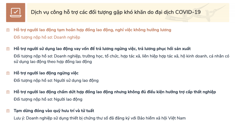 Người lao động, doanh nghiệp gặp khó khăn do đại dịch Covid19 có thể làm thủ tục để được hỗ trợ trên Cổng Dịch vụ công Quốc gia - ảnh 1