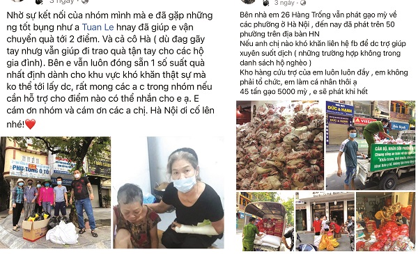 Những hoạt động nghĩa tình của các thành viên nhóm “Hà Nội - Giúp nhau mùa dịch” đã hỗ trợ nhiều người lao động nghèo.