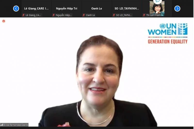 bà Elisa Fernandez Saenz, Trưởng đại diện UN Women tại Việt Nam khuyến nghị Việt Nam cần đầu tư có mục tiêu vào thay đổi chuẩn mực xã hội theo hướng thúc đẩy bình đẳng giới. bà Elisa Fernandez Saenz, Trưởng đại diện UN Women tại Việt Nam khuyến nghị Việt Nam cần đầu tư có mục tiêu vào thay đổi chuẩn mực xã hội theo hướng thúc đẩy bình đẳng giới.