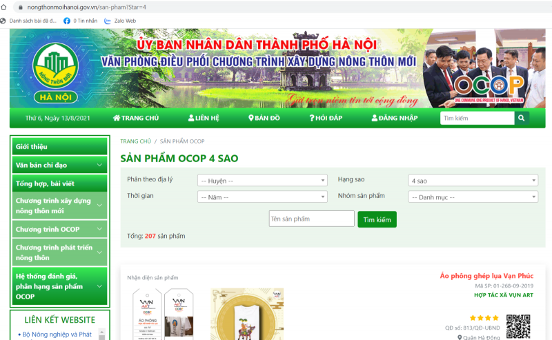 Trang web giới thiệu các sản phẩm OCOP Hà Nội. Trang web giới thiệu các sản phẩm OCOP Hà Nội.