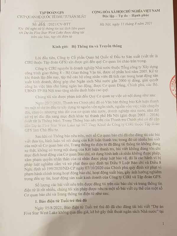 Thực hư thông tin sai phạm của Dự án Five Star 167 Thụy Khuê, Hà Nội? - ảnh 3