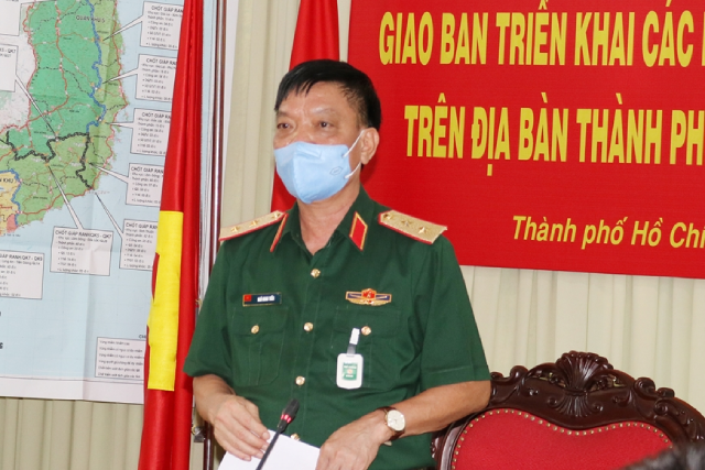 Trung tướng Ng&ocirc; Minh Tiến ph&aacute;t biểu chỉ đạo hội nghị.