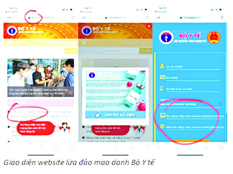 Giao diện website giả danh Bộ Y tế để lừa đảo người dân