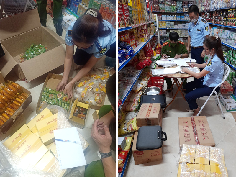 Lực lượng kiểm tra cửa hàng tại huyện Sơn Dương, Tuyên Quang