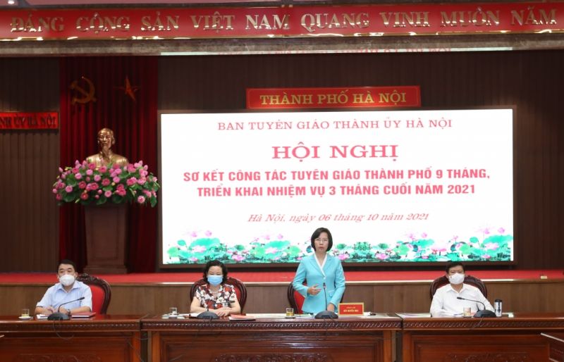 Đồng chí Bùi Huyền Mai, Trưởng ban Tuyên giáo Thành ủy nhấn mạnh nhiệm vụ 3 tháng cuối năm
