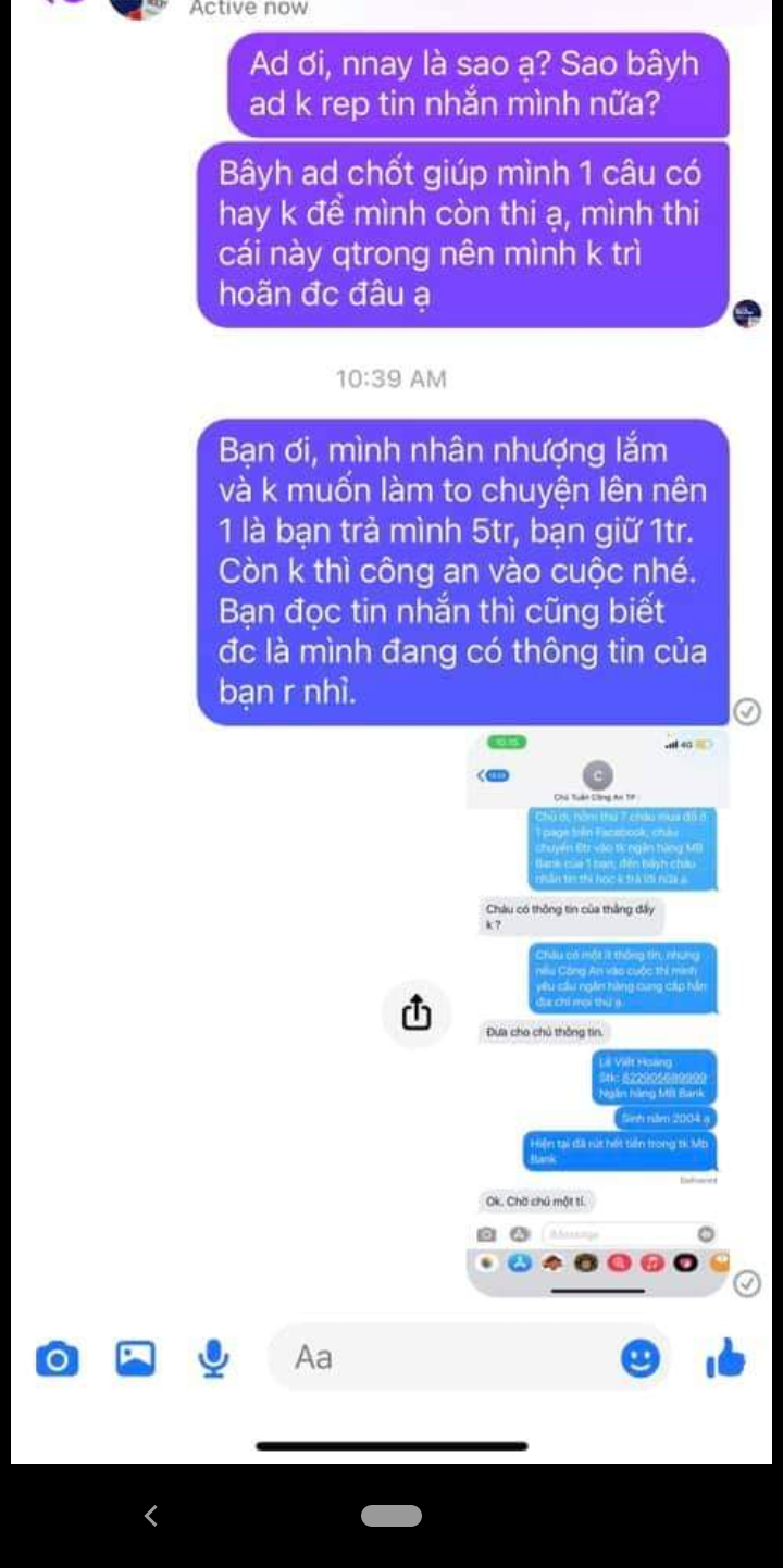 Tin nhắn đòi tiền của một người mua đề thi IELTS nhưng sau đó không liên lạc được với đối tượng Tin nhắn đòi tiền của một người mua đề thi IELTS nhưng sau đó không liên lạc được với đối tượng