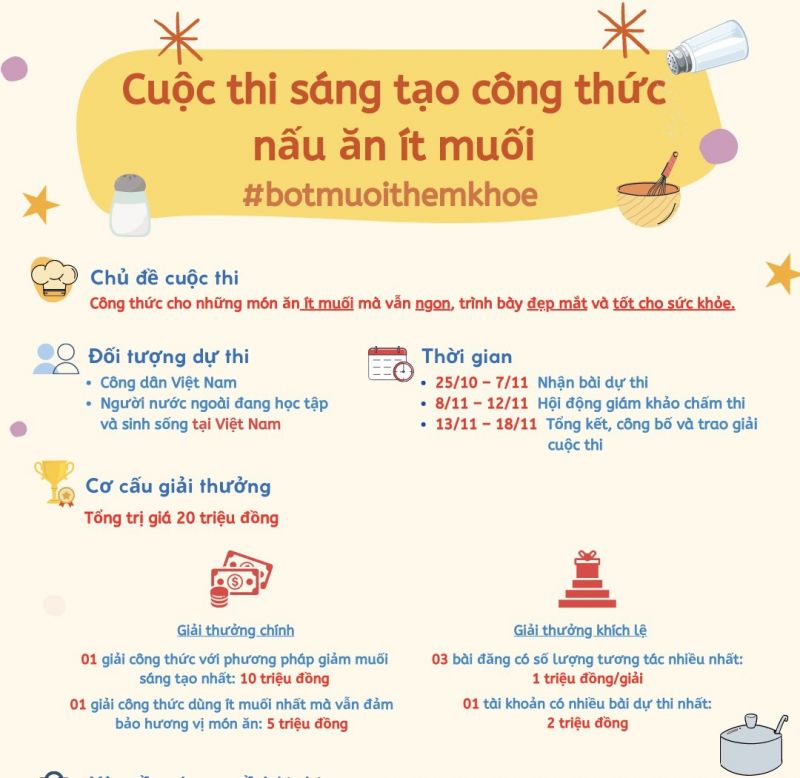 Phát động cuộc thi trực tuyến sáng tạo món ăn giảm muối thêm khỏe - ảnh 1