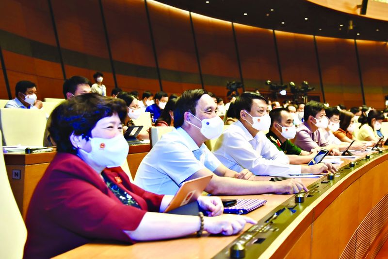 Đại biểu Quốc hội nhấn nút biểu quyết thông qua Nghị quyết về cơ cấu tổ chức Chính phủ nhiệm kỳ 2021-2026. Đại biểu Quốc hội nhấn nút biểu quyết thông qua Nghị quyết về cơ cấu tổ chức Chính phủ nhiệm kỳ 2021-2026.