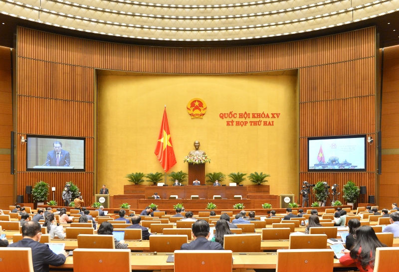 Quang cảnh phiên họp kỳ 2, Quốc hội khóa XV sáng 23/10.