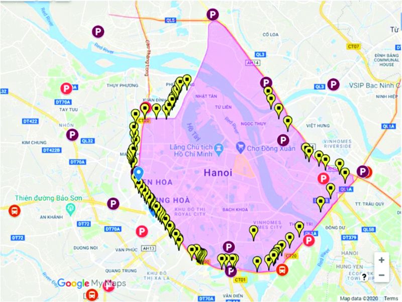 Với v&agrave;nh đai thu ph&iacute; như tr&ecirc;n, dự kiến H&agrave; Nội sẽ đặt 87 trạm thu ph&iacute; tại 68 vị tr&iacute;.