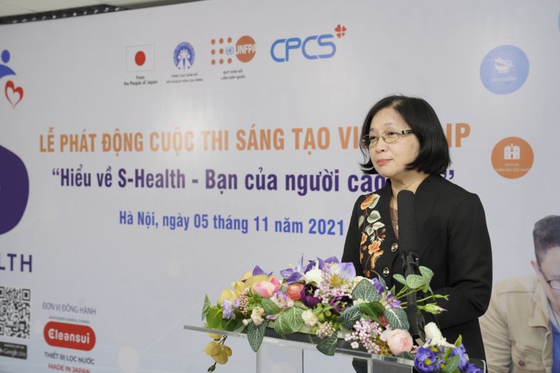 b&agrave; Nguyễn Thị Ngọc Lan &ndash; Ph&oacute; Tổng cục trưởng Tổng cục D&acirc;n số - Kế hoạch h&oacute;a gia đ&igrave;nh, Bộ Y tế ph&aacute;t biểu tại lễ ph&aacute;t động