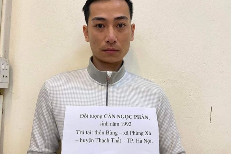 Đối tượng Cấn Ngọc Phán tại cơ quan công an