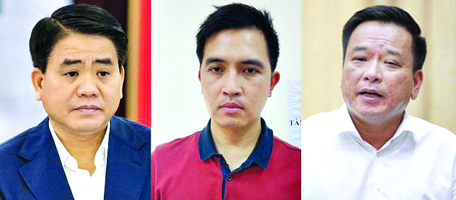 3 bị can Nguyễn Đức Chung, Nguyễn Trường Giang, V&otilde; Tiến H&ugrave;ng (từ tr&aacute;i sang)