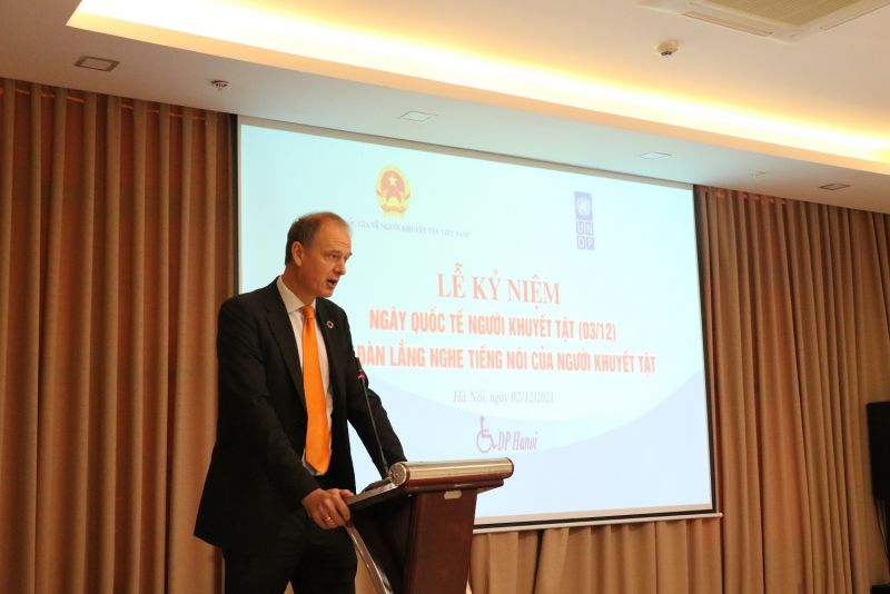 Ông Patrick Haverman - Phó Trưởng đại diện UNDP, chia sẻ tại buổi lễ