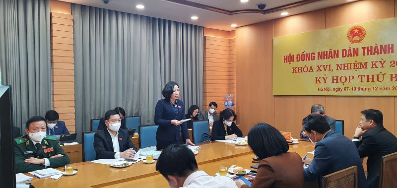 Đại biểu Lê Kim Anh phát biểu ý kiến tại tổ thảo luận số 4