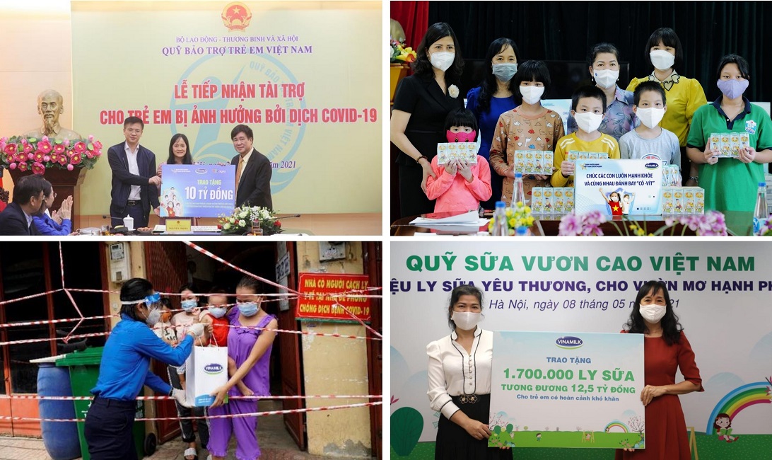 C&aacute;c hoạt động hướng đến cộng đồng, đặc biệt l&agrave; trẻ em được Vinamilk đẩy mạnh trong giai đoạn dịch Covid-19 b&ugrave;ng ph&aacute;t.
