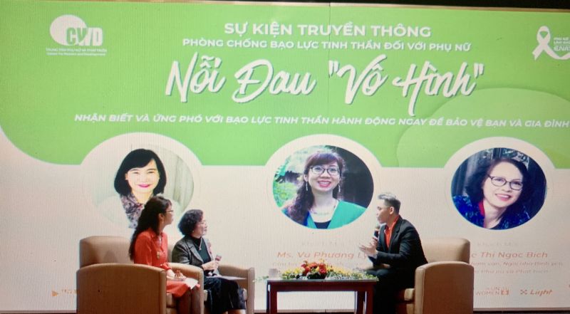 C&aacute;c đại biểu chia sẻ tại sự kiện truyền th&ocirc;ng &ldquo;Nỗi đau &ldquo;v&ocirc; h&igrave;nh&rdquo; - Nhận diện v&agrave; ứng ph&oacute; với bạo lực tinh thần, h&agrave;nh động ngay để bảo vệ bạn v&agrave; gia đ&igrave;nh&rdquo;.
