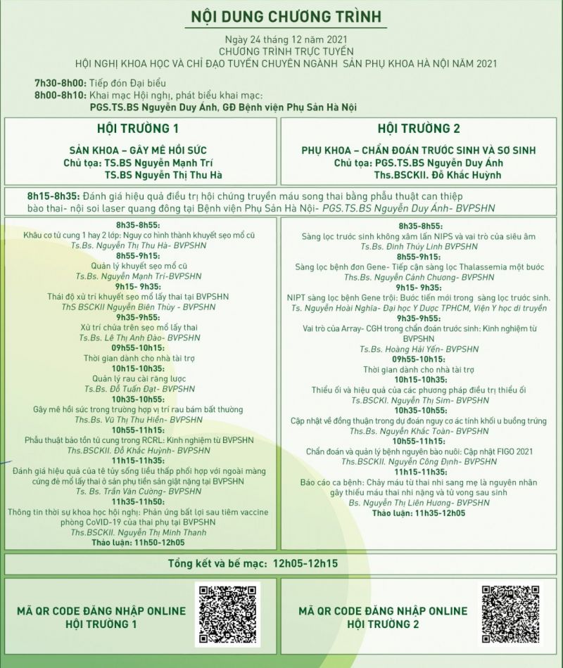 Nội dung chương trình hội thảo.