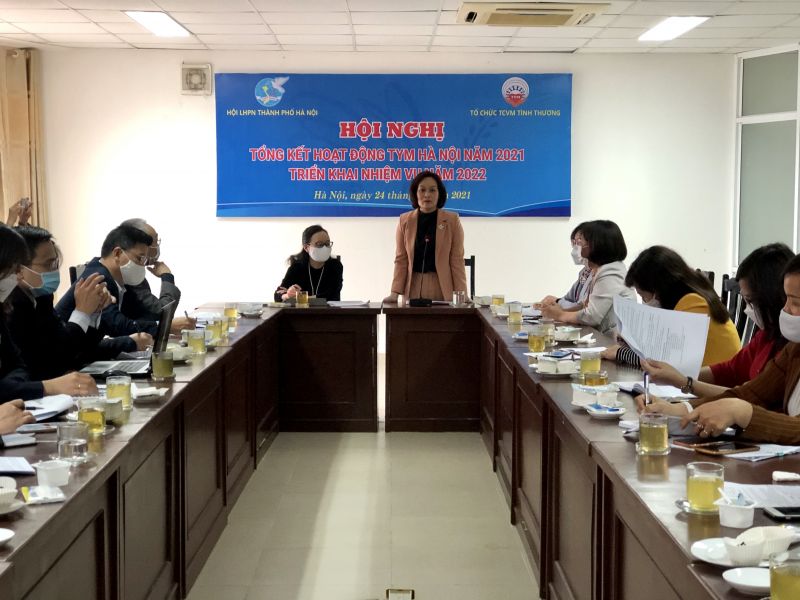 Quang cảnh Hội nghị báo cáo kết quả hoạt động TYM TP Hà Nội năm 2021, kế hoạch hoạt động năm 2022