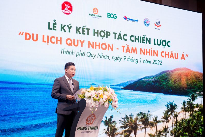 Ông Nguyễn Đình Trung – Chủ tịch Tập đoàn Hưng Thịnh tin tưởng sự kiện sẽ kết nối cộng đồng doanh nghiệp, các Viện, trường… cùng chung tay đưa Quy Nhơn vươn tầm cao mới, tương xứng với tiềm năng vốn có của nơi đây. Ảnh: Hưng Thịnh Land Ông Nguyễn Đình Trung – Chủ tịch Tập đoàn Hưng Thịnh tin tưởng sự kiện sẽ kết nối cộng đồng doanh nghiệp, các Viện, trường… cùng chung tay đưa Quy Nhơn vươn tầm cao mới, tương xứng với tiềm năng vốn có của nơi đây. Ảnh: Hưng Thịnh Land