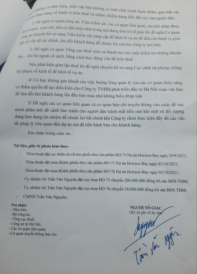 Đơn thư của độc giả Trần Văn Ng.