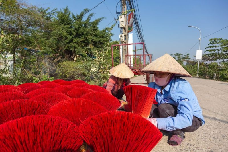 Những bó hoa hương trải khắp đường làng, ngõ xóm