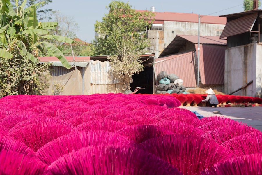 Tận dụng luôn sân nhà để làm chỗ phơi hương