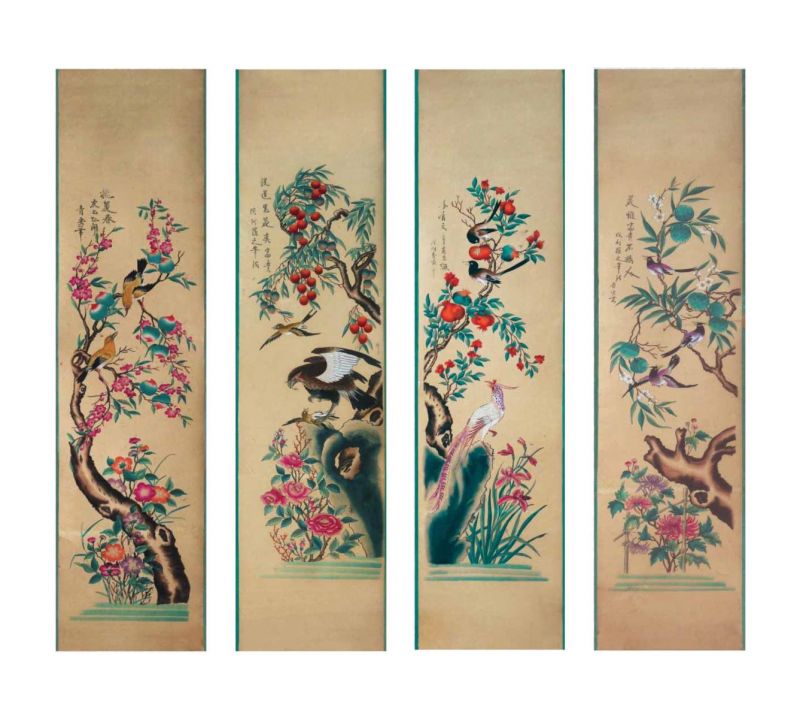 Tranh Tứ quý - Bốn mùa- dòng tranh Hàng Trống. Ảnh: BTMTVN Tranh Tứ quý - Bốn mùa- dòng tranh Hàng Trống. Ảnh: BTMTVN