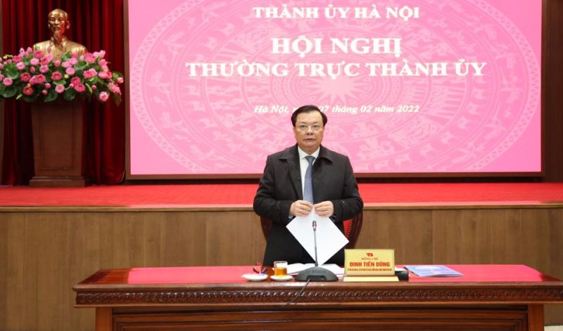 Bí thư Thành ủy Hà Nội Đinh Tiến Dũng phát biểu kết luận hội nghị