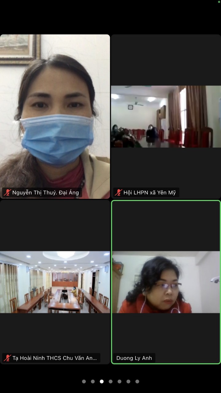 Các lãnh đạo Hội LHPN xã, thị trấn và đơn vị trực thuộc tập huấn qua zoom để đảm bảo phòng, chống dịch Covid-19 Các lãnh đạo Hội LHPN xã, thị trấn và đơn vị trực thuộc tập huấn qua zoom để đảm bảo phòng, chống dịch Covid-19