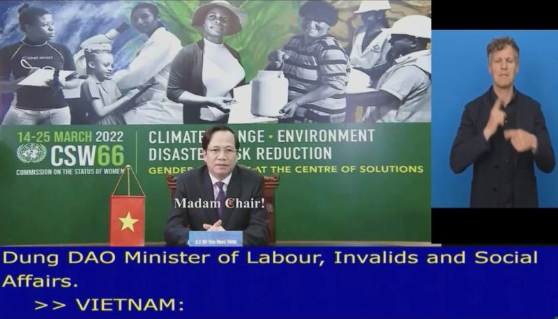 Bộ trưởng Bộ Lao động-Thương binh và Xã hội Đào Ngọc Dung phát biểu tại Khoá họp