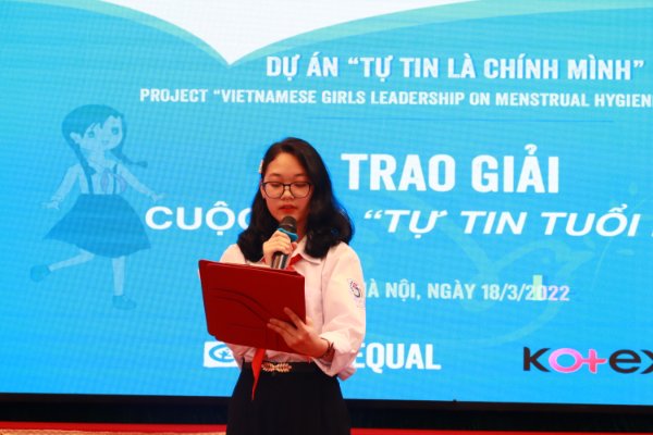 Em Nguyễn Ngọc Khánh, lớp 8A trường THCS Vật Lại giành giải Nhất cuộc thi cho biết nhờ  tham gia Dự án, em đã được nâng cao nhận thức về sức khỏe sinh sản, tuổi dậy thì