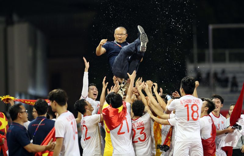 Tuyển bóng đá nam Việt Nam quyết tâm bảo vệ tấm HCV SEA Games 	ảnh: LT Tuyển bóng đá nam Việt Nam quyết tâm bảo vệ tấm HCV SEA Games 	ảnh: LT