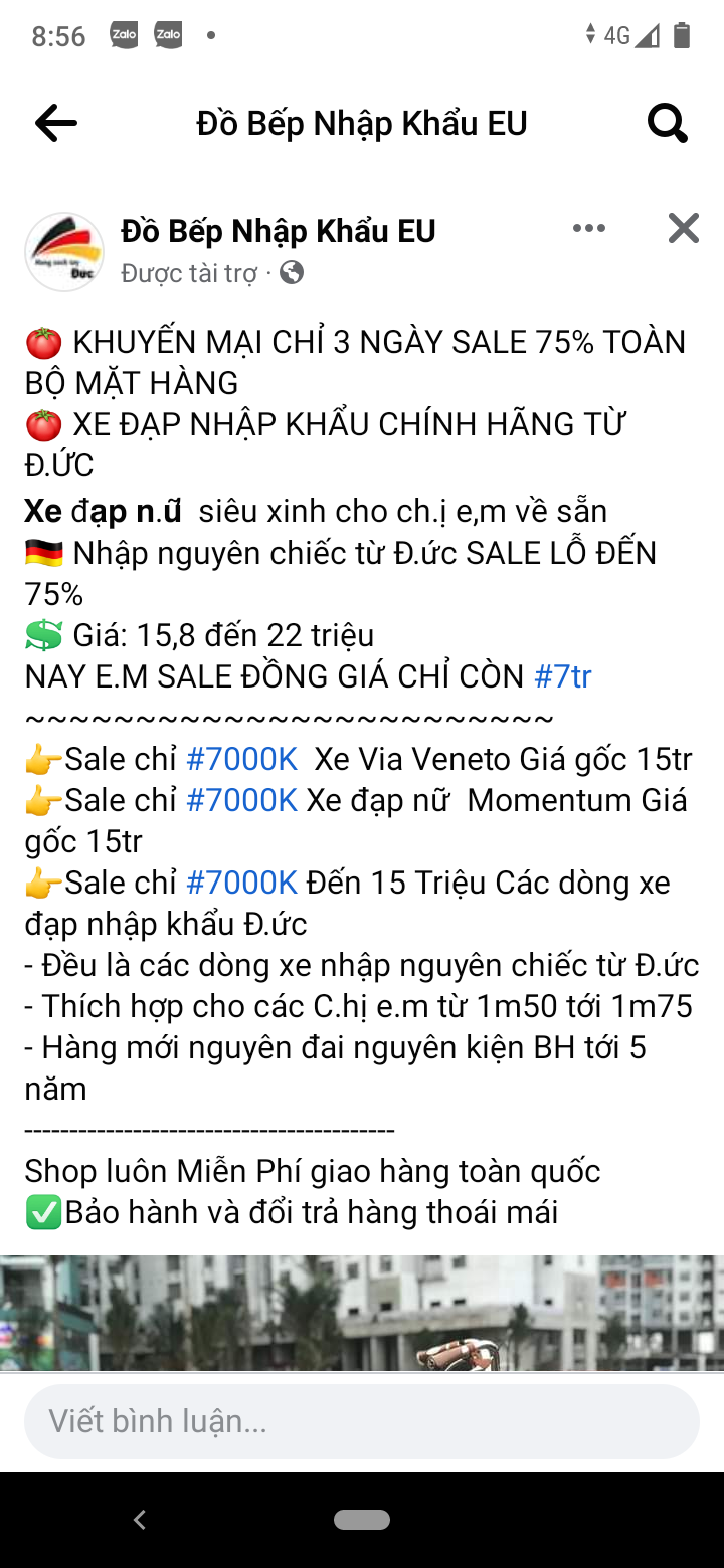 Trang “Đồ bếp nhập khẩu EU” đã được “thay tên đổi họ” thành trang facebook mới dưới tên “Hàng Germany Thanh Lý”