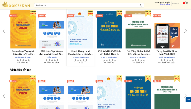 Khu sách ebook trên sàn book365.vn