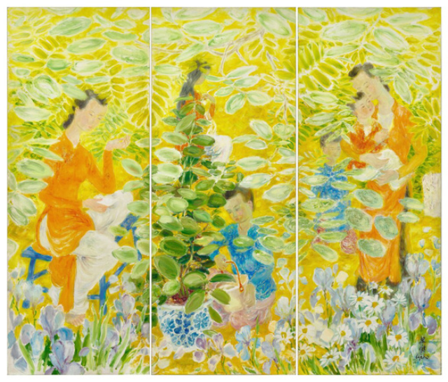 Tác phẩm Figures in a garden (Những dáng hình trong vườn) của hoạ sĩ Lê Phổ vừa được đấu giá thành công với mức giá lên tới 2,28 triệu USD. Tác phẩm Figures in a garden (Những dáng hình trong vườn) của hoạ sĩ Lê Phổ vừa được đấu giá thành công với mức giá lên tới 2,28 triệu USD.