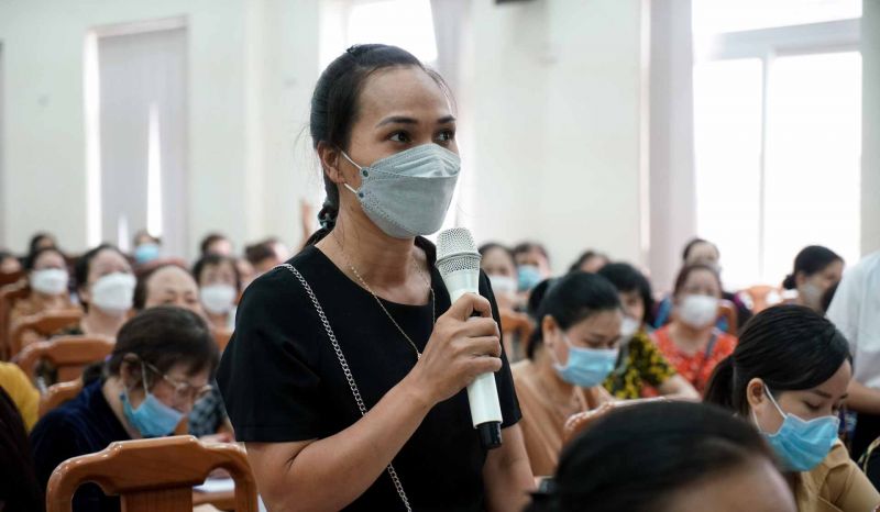 Tại Hội nghị đông đảo chị em hội viên hào hứng với những câu hỏi thiết thực, trọng tâm.