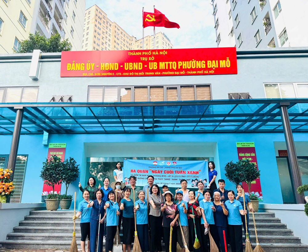 Mặt trận Tổ quốc phường Đại Mỗ ra quân hưởng ứng Ngày cuối tuần xanh - ảnh 1