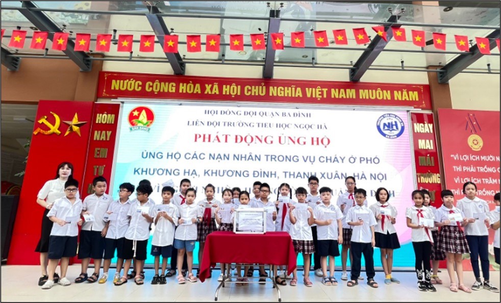 Trường Tiểu học Ngọc Hà góp yêu thương chia sẻ với những nạn nhân vụ cháy chung cư mini - ảnh 3