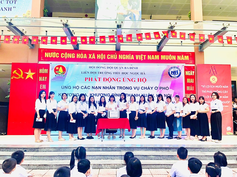 Trường Tiểu học Ngọc Hà góp yêu thương chia sẻ với những nạn nhân vụ cháy chung cư mini - ảnh 1