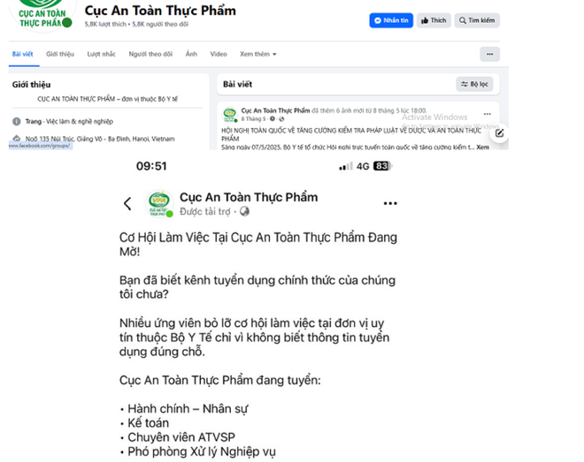 Cảnh báo mạo danh Cục An toàn thực phẩm trên Facebook để lừa đảo - ảnh 1