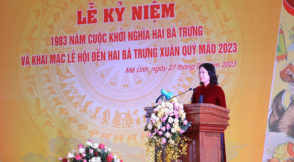 Quyền Chủ tịch nước Võ Thị Ánh Xuân dự Khai hội đền Hai Bà Trưng  - ảnh 3