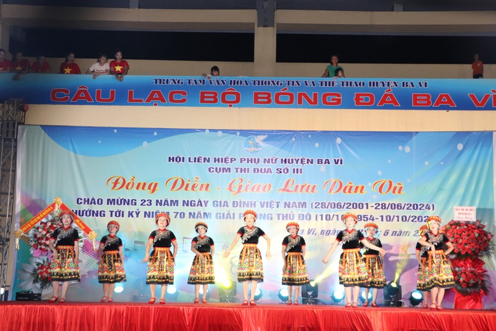 Hướng tới kỷ niệm 70 năm ngày giải phóng Thủ đô: Gần 700 cán bộ, hội viên phụ nữ huyện Ba Vì đồng diễn dân vũ - ảnh 5